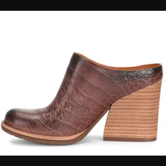 NWOT Kork-Ease Challis Genuine Leather Heeled Mule in Dark Brown Croc Print Sz 7 - Picture 5 of 15